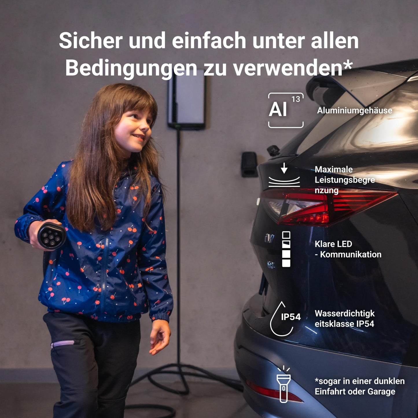 Green Cell GC Habu Elektroautos Mobile Wallbox 11kW 7m EV Ladegerät Typ 2 bis CEE 16A mit App e-Auto Zuhause Laden Ohne Wallbox 2in1 Kompatibel mit Allen EV Model Y / 3 / S/X, ID.4, ID.5, i4, EV6